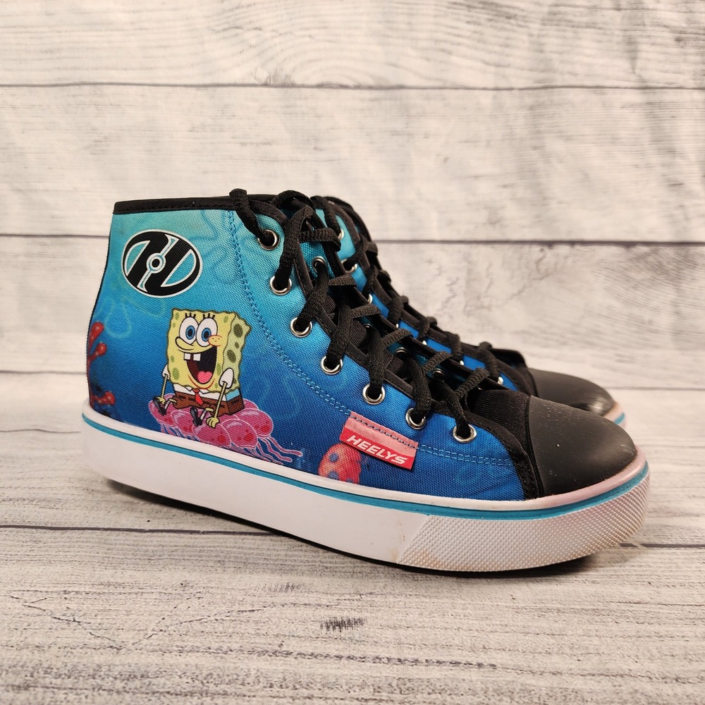 Heelys Hustle SpongeBob SquarePants Blue Wheeled Skate Shoes Youth 6 HES10382